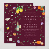 Invitation Boho Chic Citron Rustique Bourgogne Rose Mariage (Devant / Derrière)