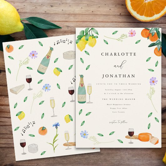 Invitation Boho Chic Citrus Rustique Mariage d'été