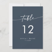 Invitation Boho Chic Dark Navy Bleu Mariage Numéros de tablea (Dos)