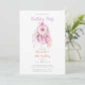 Invitation Boho Chic Dream Catcher Rose Girl Anniversaire (Debout devant)