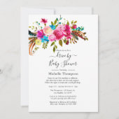 Invitation Boho Chic Drive Hot-Pink par mariage ou Baby showe (Devant)
