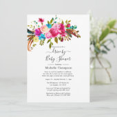 Invitation Boho Chic Drive Hot-Pink par mariage ou Baby showe (Debout devant)