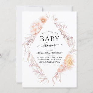 Invitation Boho Chic Dusty Baby shower du désert rose