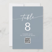 Invitation Boho Chic Dusty Bleu QR Code Numéro de tableau (Devant)