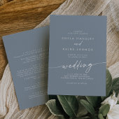 Invitation Boho Chic Dusty Blue avant et arrière Mariage