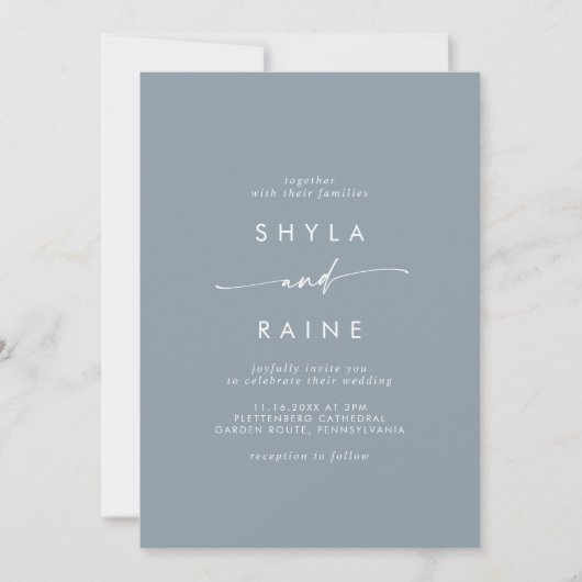 Invitation Boho Chic Dusty Blue Décontracté Photo Mariage (Devant)