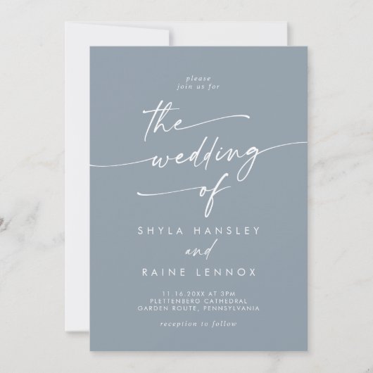 Invitation Boho Chic Dusty Blue Le Mariage De (Devant)