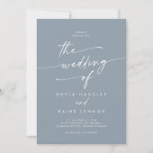Invitation Boho Chic Dusty Blue Photo QR Code Mariage (Devant)