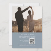 Invitation Boho Chic Dusty Blue Photo QR Code Mariage (Dos)