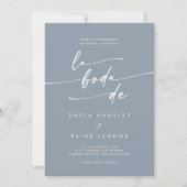 Invitation Boho Chic Dusty Blue QR Code Mariage espagnol (Devant)
