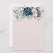 Invitation Boho Chic Dusty Blue Rose Navy Mariage de taille f (Dos)