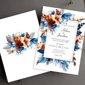 Invitation Boho Chic Dusty Blue Terracotta Elegant Wedding