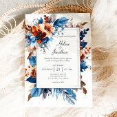 Invitation Boho Chic Dusty Blue Terracotta Elegant Wedding