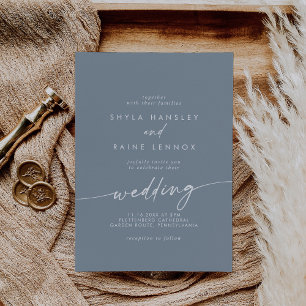 Invitation Boho Chic Dusty Mariage bleu