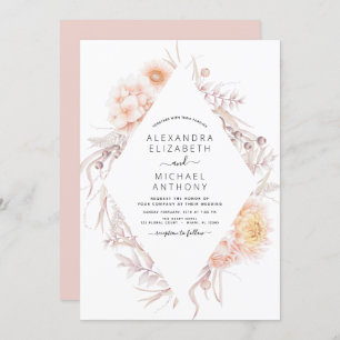 Invitation Boho Chic Dusty Mariage du désert rose