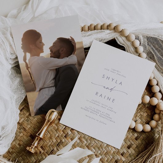 Invitation Boho Chic Dusty Purple Décontracté Photo Mariage