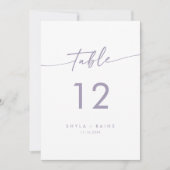 Invitation Boho Chic Dusty Purple Mariage Numéros de tableau (Devant)