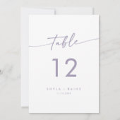 Invitation Boho Chic Dusty Purple Mariage Numéros de tableau (Dos)