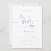 Invitation Boho Chic Dusty Purple QR Code Espagnol Mariage (Devant)