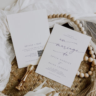 Invitation Boho Chic Dusty Purple QR Code Mariage français