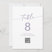 Invitation Boho Chic Dusty Purple QR Code Numéro de tableau (Devant)