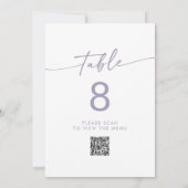 Invitation Boho Chic Dusty Purple QR Code Numéro de tableau (Dos)
