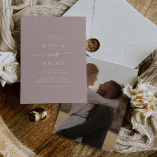 Invitation Boho Chic Dusty Rose rose Décontracté Photo Mariag