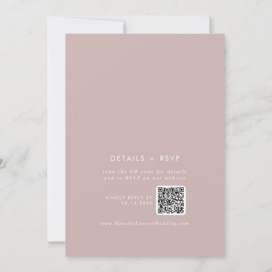 Invitation Boho Chic Dusty Rose rose Monogramme QR Code Maria (Dos)