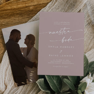 Invitation Boho Chic Dusty Rose rose Photo Mariage espagnol