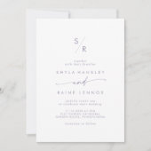 Invitation Boho Chic Dusty violet Mariage Monogramme (Devant)