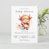 Invitation Boho Chic Elegant Baby shower Vache (Debout devant)