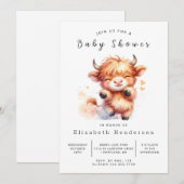 Invitation Boho Chic Elegant Baby shower Vache (Devant / Derrière)