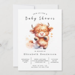 Invitation Boho Chic Elegant Baby shower Vache