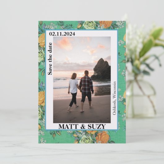 Invitation Boho Chic Élégant Fleurs Botaniques (Debout devant)