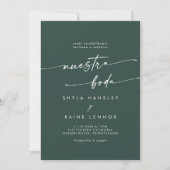 Invitation Boho Chic Emerald Green Photo Mariage espagnol (Devant)