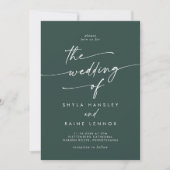 Invitation Boho Chic Emerald Green Photo QR Code Mariage (Devant)