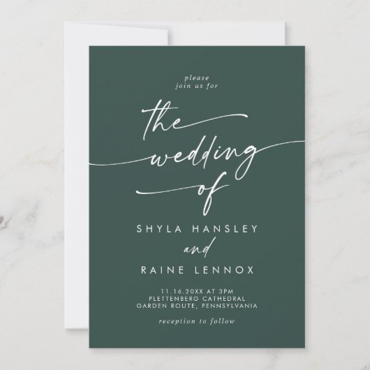 Invitation Boho Chic Emerald Green Photo QR Code Mariage (Devant)