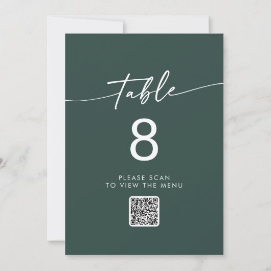 Invitation Boho Chic Emerald Green QR Code Numéro de tableau (Dos)