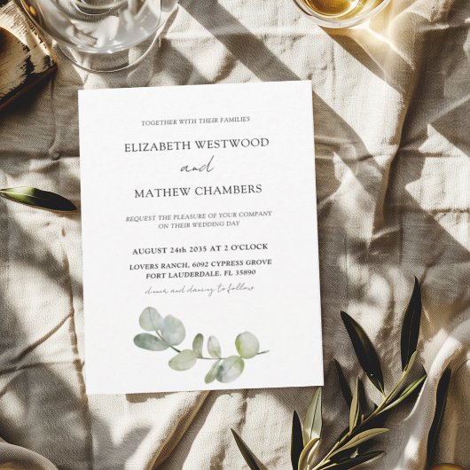 Invitation Boho Chic Eucalyptus Mariage d'âge vert