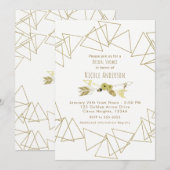Invitation Boho Chic Flèches & Triangles Géométriques Dorés M (Devant / Derrière)