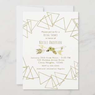 Invitation Boho Chic Flèches & Triangles Géométriques Dorés M