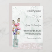 Invitation Boho Chic Fleur Fleur d'Aquarelle Mariage (Devant / Derrière)