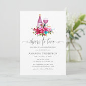 Invitation Boho Chic Fleur Mariage Dégustation de Vin (Debout devant)