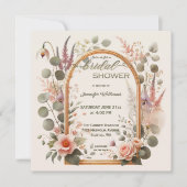 Invitation Boho Chic Fleur Rose Gold Arche Mariage Bapteme (Devant)
