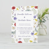 Invitation Boho Chic Fleur Sauvage Aquarelle Mariage (Debout devant)