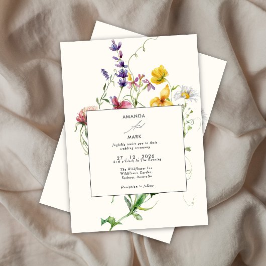 Invitation Boho Chic Fleur sauvage de printemps Mariage