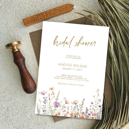 Invitation Boho Chic Fleur sauvage Douche nuptiale