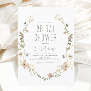 Invitation Boho Chic Fleur sauvage Fête des mariées Élégant
