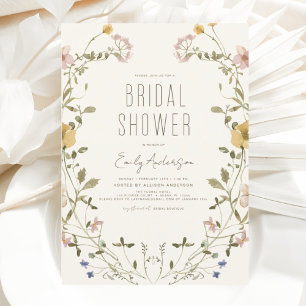 Invitation Boho Chic Fleur sauvage Fête des mariées Élégant