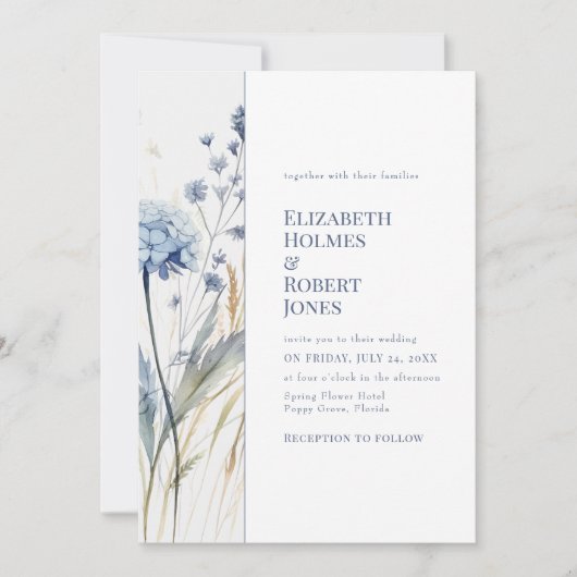 Invitation Boho Chic Fleur sauvage Mariage (Devant)
